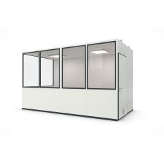 Hallenbüro MultiFlex 10, H2660 x B4560 x T2280 mm, ca. 10 m² Grundfläche, mit Office Plus Elektropaket, Farbe RAL 9002 - Grauweiß