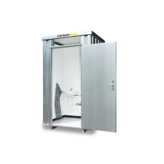 Toilettenbox – 1 qm, H2425 x B1400 x T1250 mm, mobil einsetzbar, fertig montiert