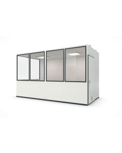 Hallenbüro MultiFlex 10, H2660 x B4560 x T2280 mm, ca. 10 m² Grundfläche, mit Office Plus Elektropaket, Farbe RAL 9002 - Grauweiß