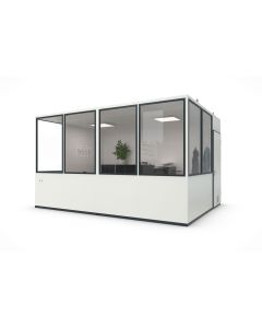 Hallenbüro MultiFlex 15, H2660 x B4560 x T3390 mm, ca. 15 m² Grundfläche, Office Plus Elektropaket, Farbe RAL 9002 - Grauweiß