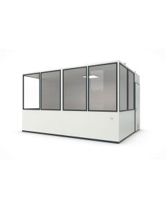 Hallenbüro MultiFlex 15, H2660 x B4560 x T3390 mm, ca. 15 m² Grundfläche, Starter Plus Elektropaket, Farbe RAL 9002 - Grauweiß