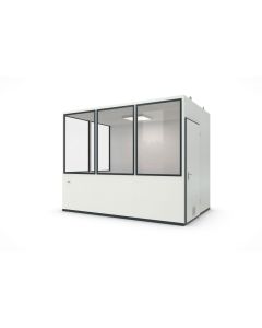 Hallenbüro MultiFlex 7, H2660 x B3390 x T2280 mm, ca. 7 m² Grundfläche, Starter Plus Elektropaket, Farbe RAL 9002 - Grauweiß